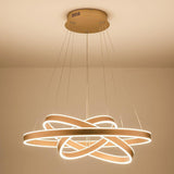 Modern 3 Ring LED Chandelier Adjustable Gold Circle Pendant Light for Foyer and Dining Room