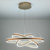 Modern 3 Ring LED Chandelier Adjustable Gold Circle Pendant Light for Foyer and Dining Room