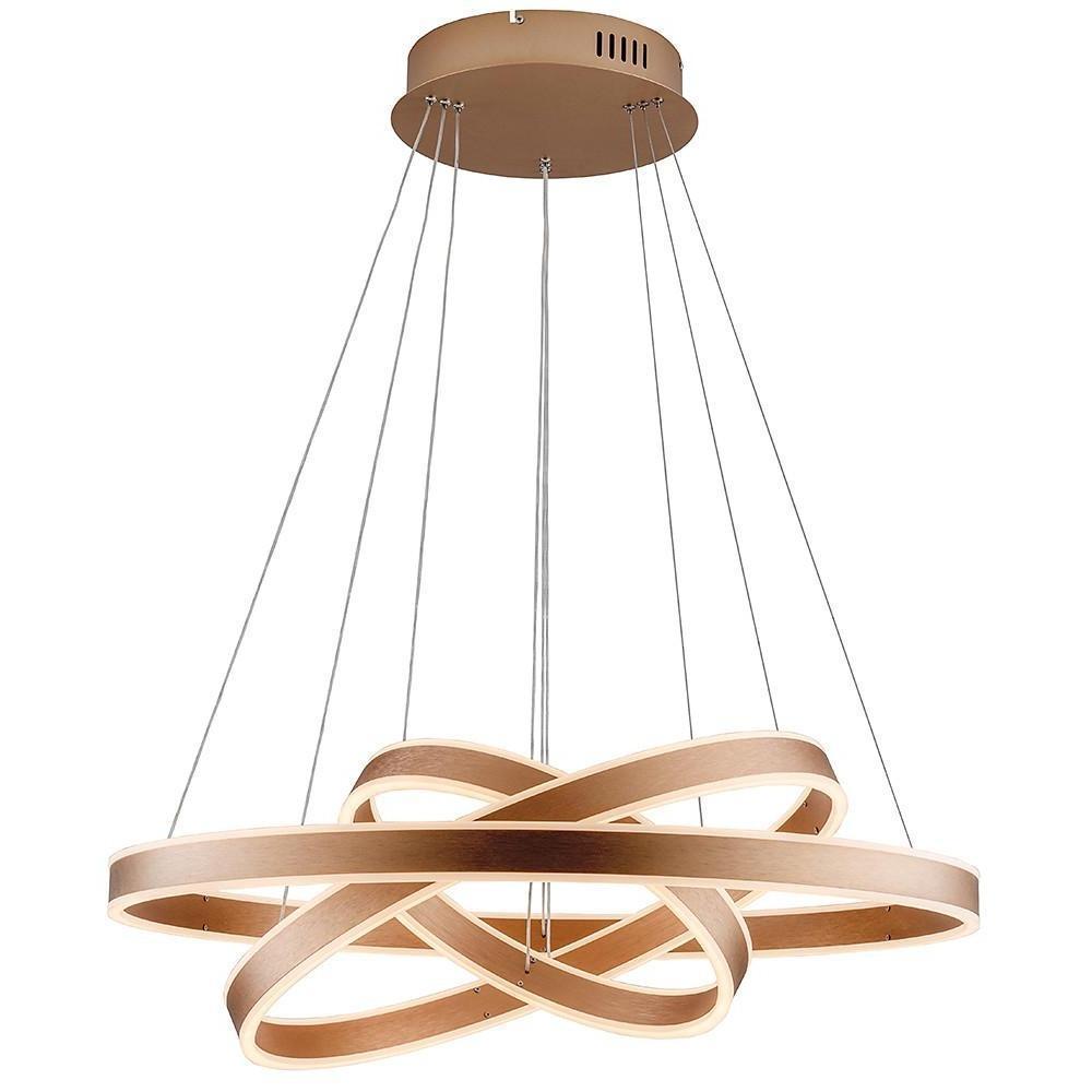 Modern 3 Ring LED Chandelier Adjustable Gold Circle Pendant Light for Foyer and Dining Room