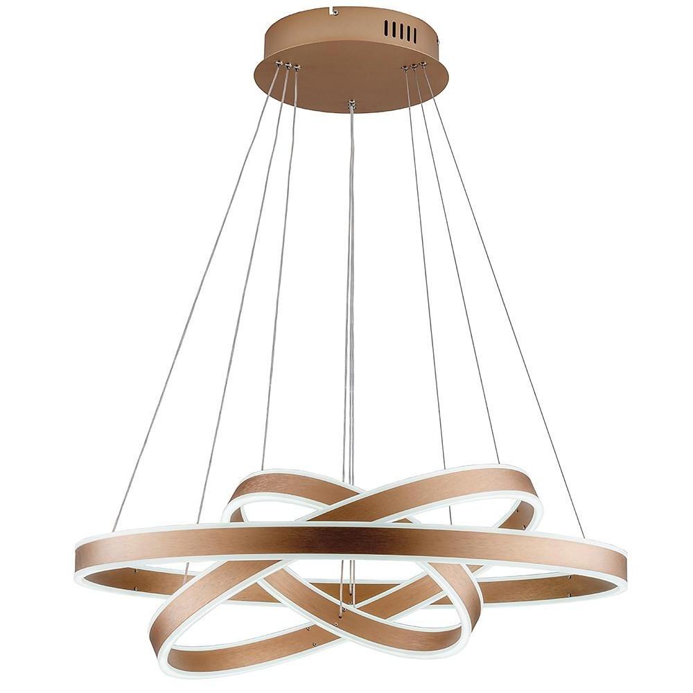 Modern 3 Ring LED Chandelier Adjustable Gold Circle Pendant Light for Foyer and Dining Room