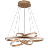 Modern 3 Ring LED Chandelier Adjustable Gold Circle Pendant Light for Foyer and Dining Room