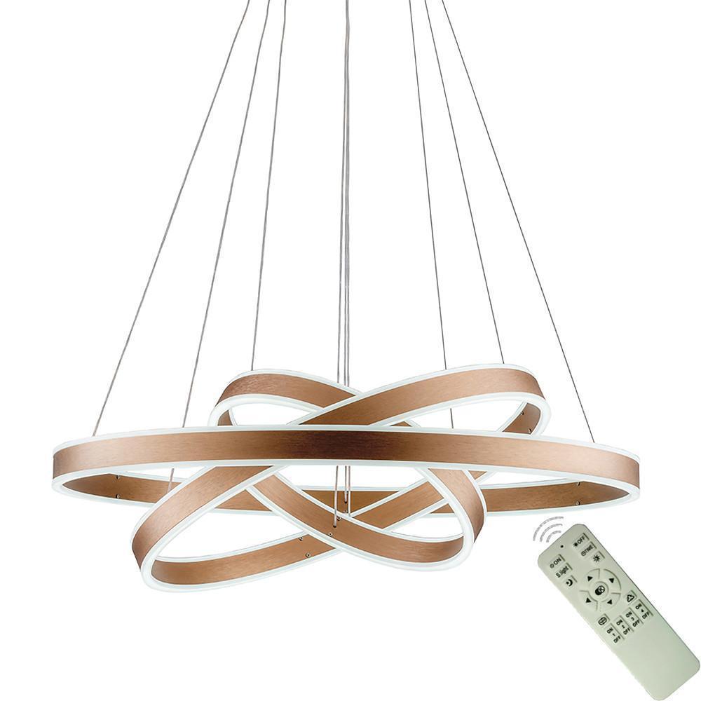 Modern 3 Ring LED Chandelier Adjustable Gold Circle Pendant Light for Foyer and Dining Room