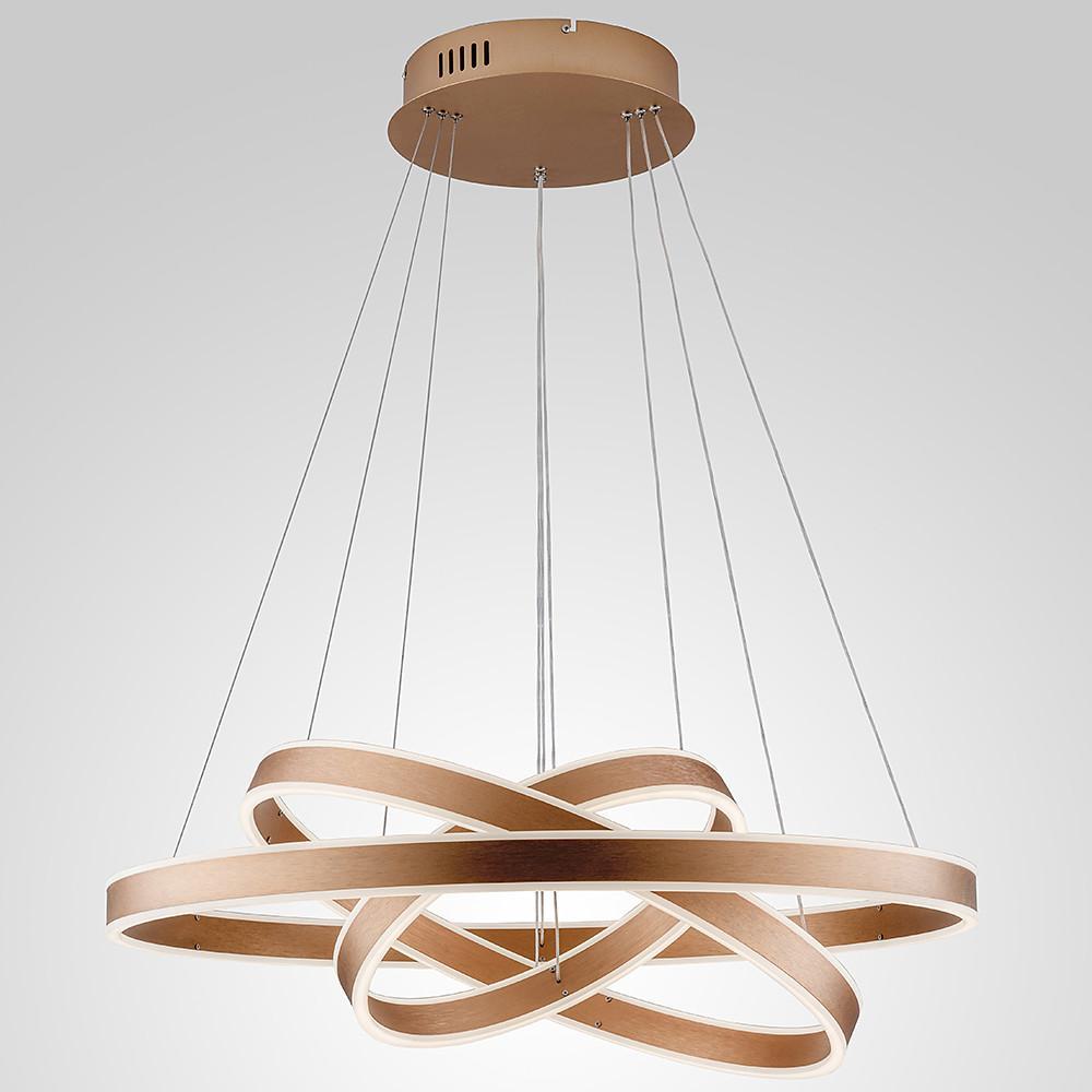 Modern 3 Ring LED Chandelier Adjustable Gold Circle Pendant Light for Foyer and Dining Room