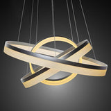Modern 3 Ring LED Chandelier Dimmable Adjustable Gradated Pendant Ceiling Light Fixture