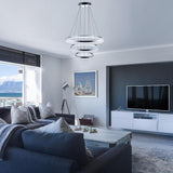 Modern 3 Ring LED Chandelier Dimmable Adjustable Gradated Pendant Ceiling Light Fixture