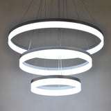Modern 3 Ring LED Chandelier Dimmable Adjustable Gradated Pendant Ceiling Light Fixture