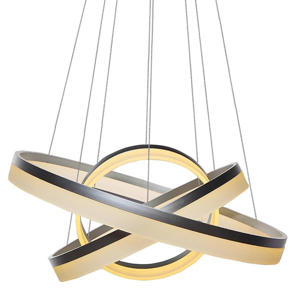 Modern 3 Ring LED Chandelier Dimmable Adjustable Gradated Pendant Ceiling Light Fixture