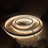 Modern 3 Ring LED Chandelier Dimmable Adjustable Gradated Pendant Ceiling Light Fixture