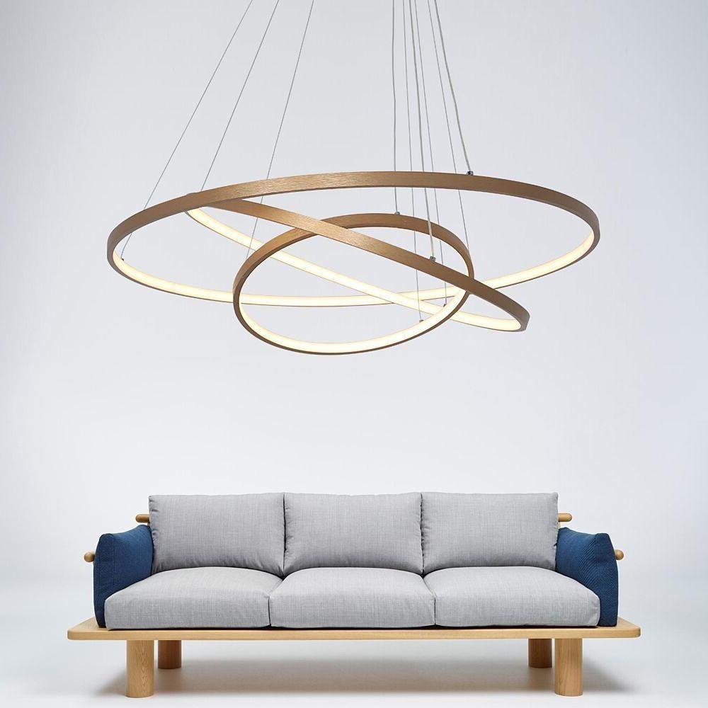Modern 3 Ring LED Chandelier Dimmable Adjustable Pendant Ceiling Light Fixture