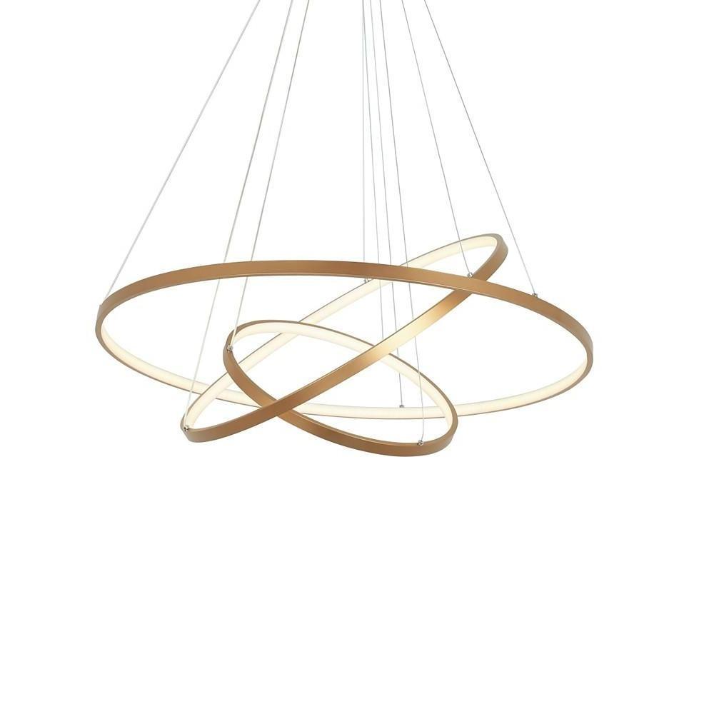 Modern 3 Ring LED Chandelier Dimmable Adjustable Pendant Ceiling Light Fixture