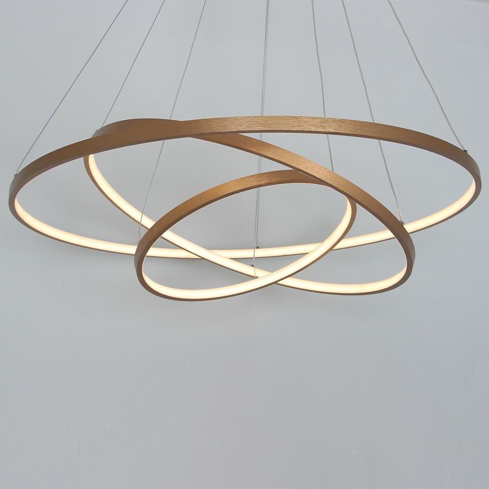 Modern 3 Ring LED Chandelier Dimmable Adjustable Pendant Ceiling Light Fixture