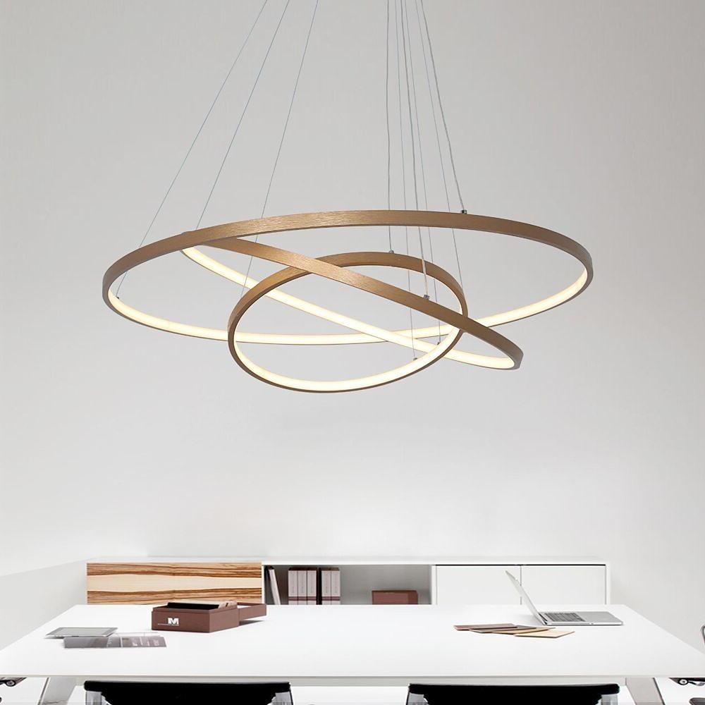Modern 3 Ring LED Chandelier Dimmable Adjustable Pendant Ceiling Light Fixture