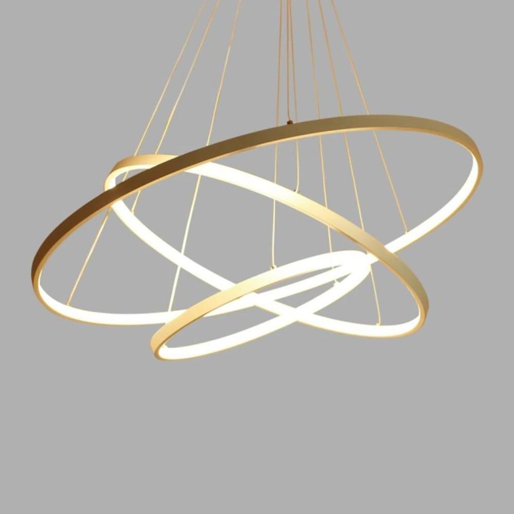 Modern 3 Ring LED Chandelier Dimmable Adjustable Pendant Ceiling Light Fixture