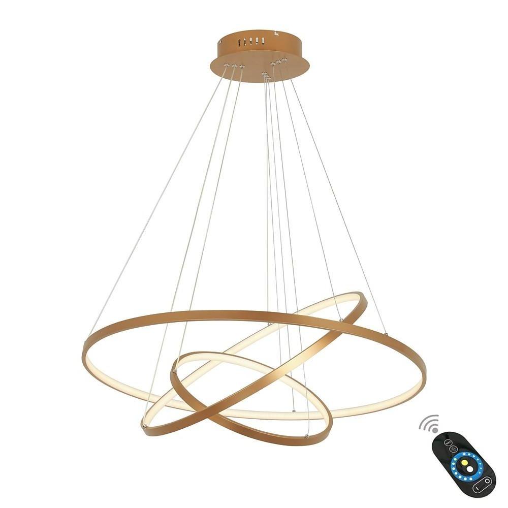 Modern 3 Ring LED Chandelier Dimmable Adjustable Pendant Ceiling Light Fixture
