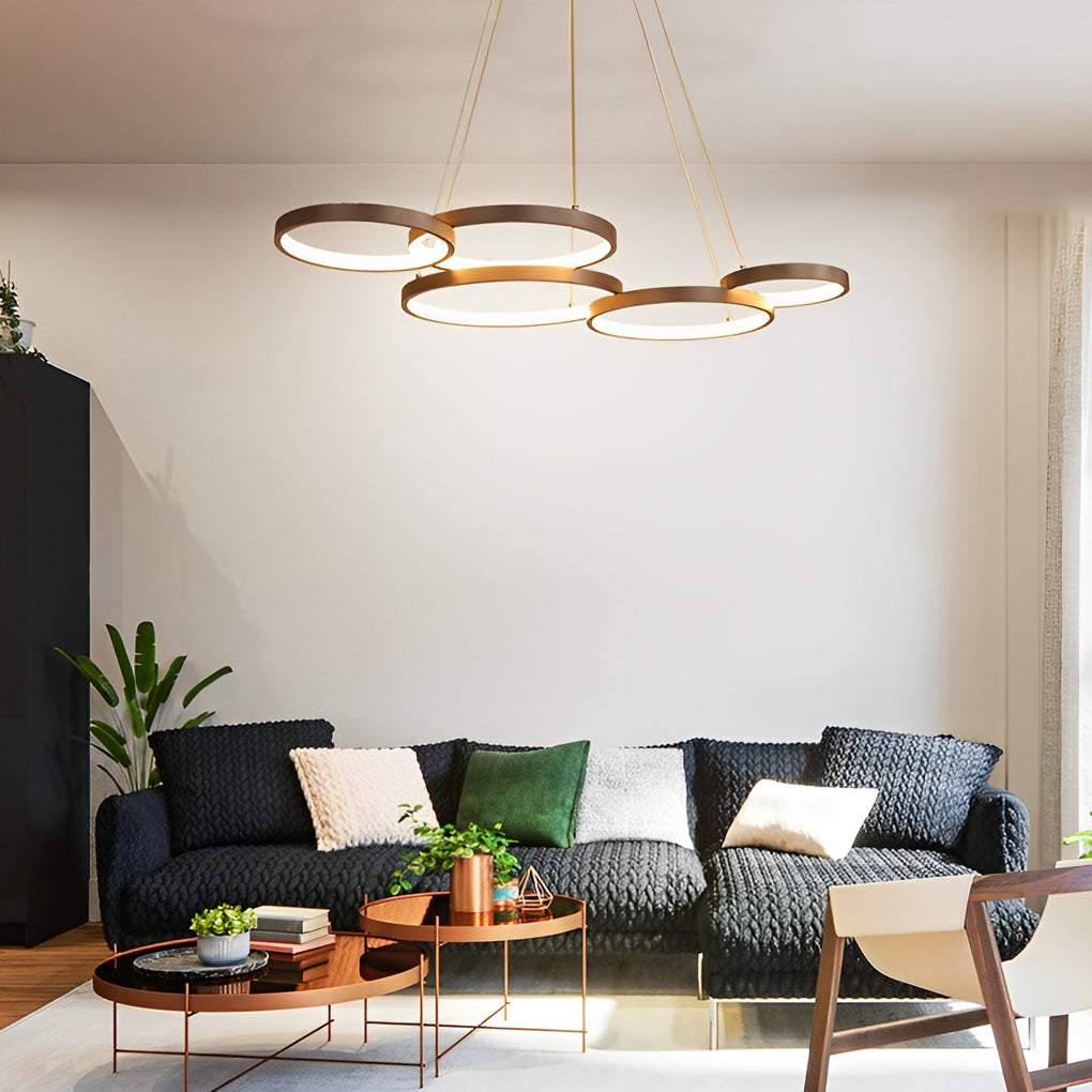 Modern 3 Ring LED Chandelier Dimmable Ceiling Pendant Light with Remote Control for Dining Room
