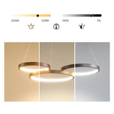 Modern 3 Ring LED Chandelier Dimmable Ceiling Pendant Light with Remote Control for Dining Room