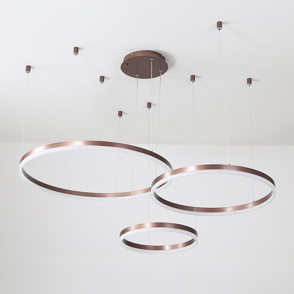 Modern 3 Ring LED Chandelier Dimmable Remote Control Pendant Light for Dining Room