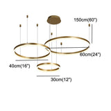 Modern 3 Ring LED Chandelier Dimmable Remote Control Pendant Light for Dining Room