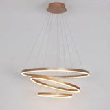 Modern 3 Ring LED Chandelier Gold Metal Pendant Light for Dining Room Dimmable Foyer Fixture