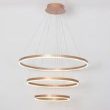Modern 3 Ring LED Chandelier Gold Metal Pendant Light for Dining Room Dimmable Foyer Fixture