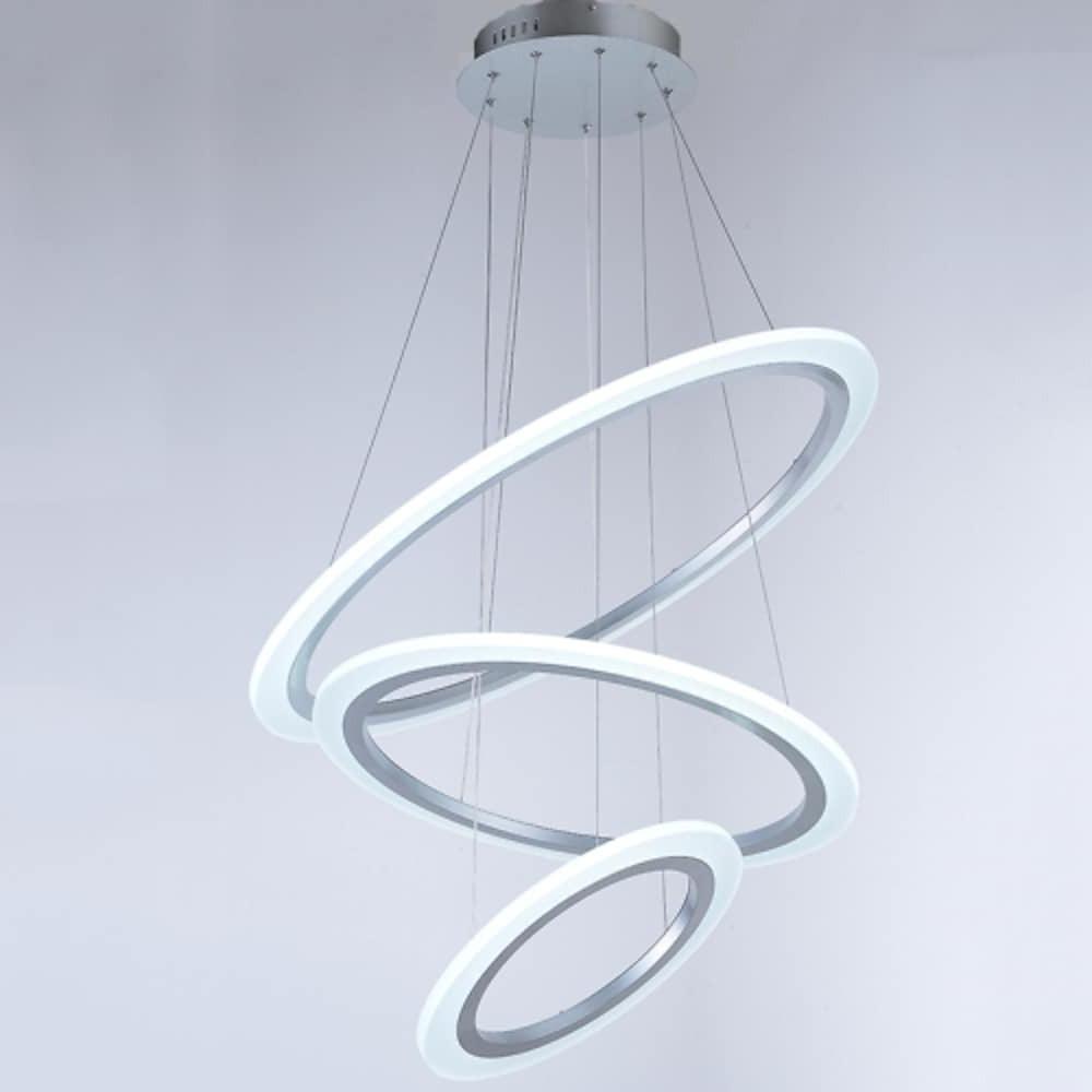 Modern 3 Ring LED Chandelier Mid Century Contemporary Acrylic Pendant Light Fixture