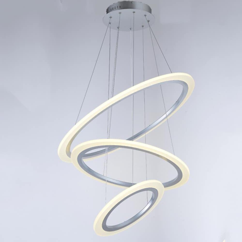 Modern 3 Ring LED Chandelier Mid Century Contemporary Acrylic Pendant Light Fixture