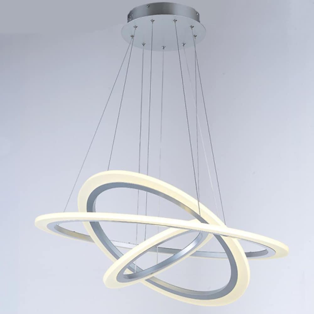 Modern 3 Ring LED Chandelier Mid Century Contemporary Acrylic Pendant Light Fixture