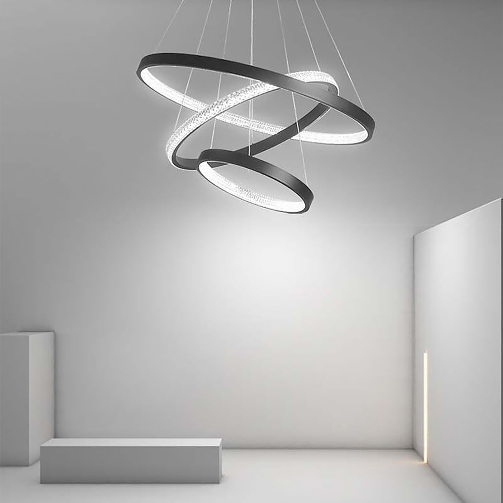 Modern 3 Ring LED Chandelier Round Circular Hanging Ceiling Light for Dining Room