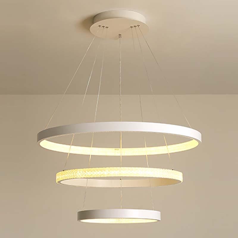 Modern 3 Ring LED Chandelier Round Circular Hanging Ceiling Light for Dining Room