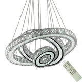 Modern 3 Ring LED Crystal Chandelier Silver Electroplated Pendant Light