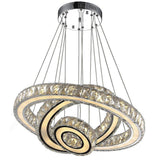 Modern 3 Ring LED Crystal Chandelier Silver Electroplated Pendant Light