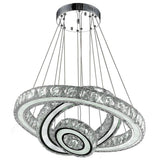 Modern 3 Ring LED Crystal Chandelier Silver Electroplated Pendant Light