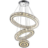 Modern 3 Ring LED Crystal Chandelier Silver Electroplated Pendant Light