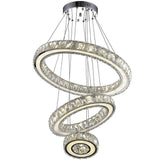 Modern 3 Ring LED Crystal Chandelier Silver Electroplated Pendant Light