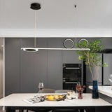 Modern 3 Ring Linear LED Pendant Light Dimmable Chandelier Adjustable Hanging Lamp for Dining Room