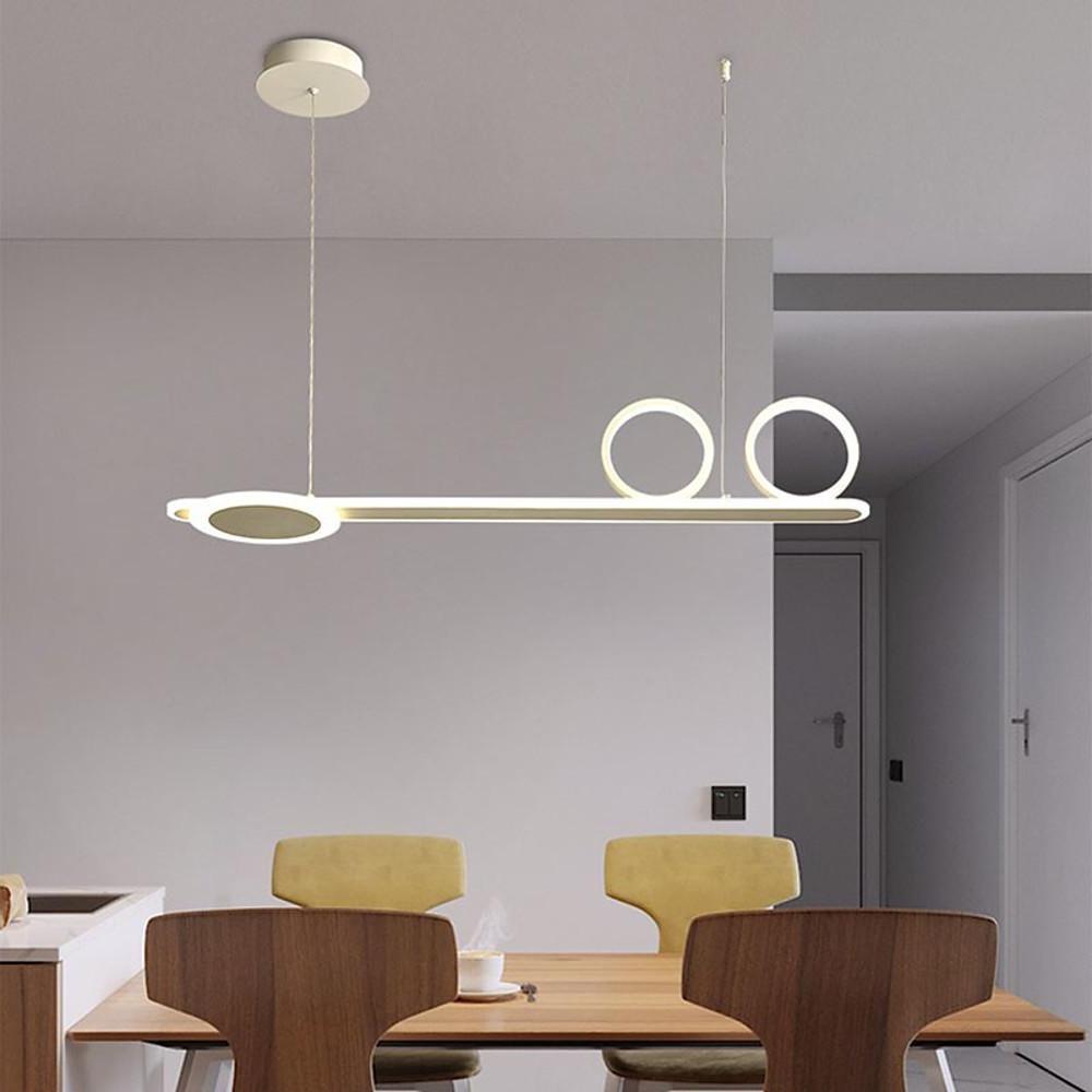 Modern 3 Ring Linear LED Pendant Light Dimmable Chandelier Adjustable Hanging Lamp for Dining Room