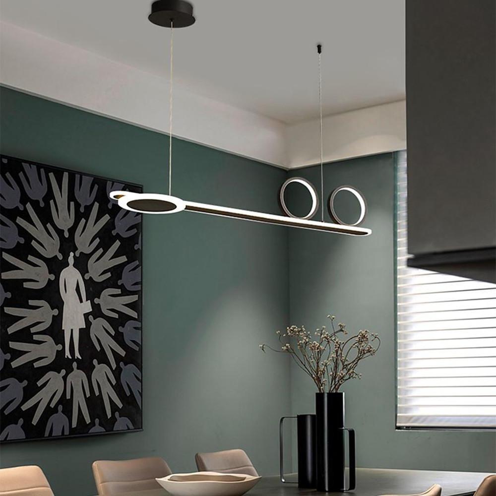 Modern 3 Ring Linear LED Pendant Light Dimmable Chandelier Adjustable Hanging Lamp for Dining Room