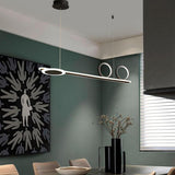Modern 3 Ring Linear LED Pendant Light Dimmable Chandelier Adjustable Hanging Lamp for Dining Room