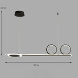 Modern 3 Ring Linear LED Pendant Light Dimmable Chandelier Adjustable Hanging Lamp for Dining Room