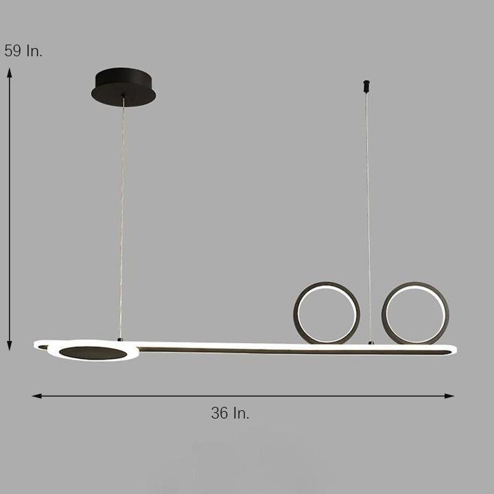 Modern 3 Ring Linear LED Pendant Light Dimmable Chandelier Adjustable Hanging Lamp for Dining Room