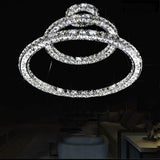 Modern 3 Ring Luxury Crystal LED Chandelier Adjustable Geometric Chrome Pendant Light