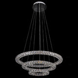 Modern 3 Ring Luxury Crystal LED Chandelier Adjustable Geometric Chrome Pendant Light