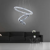Modern 3 Ring Tiered Crystal LED Chandelier Adjustable Chrome Circle Pendant Light