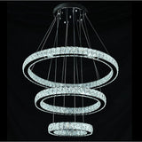 Modern 3 Tier Crystal Circle LED Chandelier Adjustable Metal Pendant Ceiling Lighting