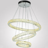 Modern 3 Tier Crystal Circle LED Chandelier Adjustable Metal Pendant Ceiling Lighting