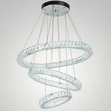 Modern 3 Tier Crystal Circle LED Chandelier Adjustable Metal Pendant Ceiling Lighting