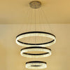 Modern 3 Tier Crystal Ring LED Chandelier Black Round Adjustable Pendant Light