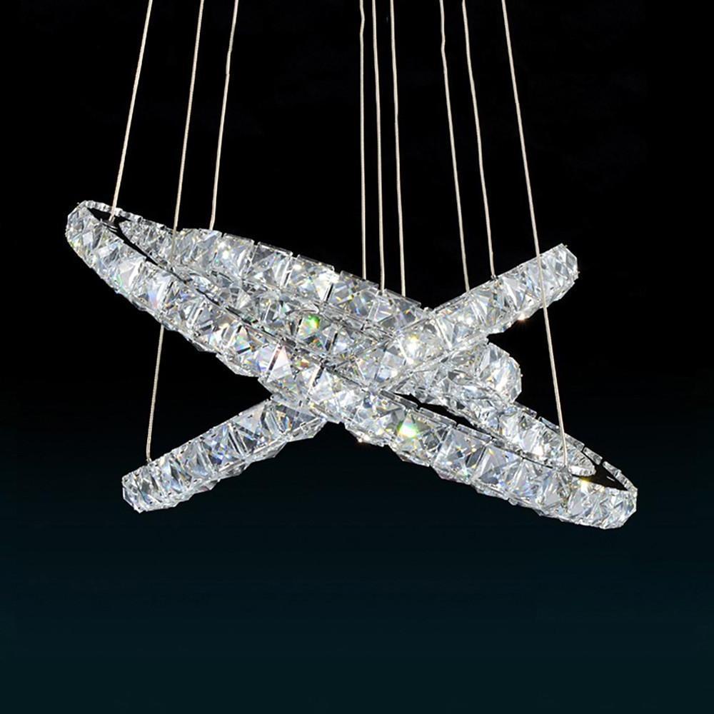 Modern 3 Tier Gold Crystal LED Ring Chandelier Concentric Circles Pendant Light Fixture