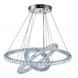 Modern 3 Tier Gold Crystal LED Ring Chandelier Concentric Circles Pendant Light Fixture