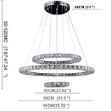 Modern 3 Tier Gold Crystal LED Ring Chandelier Concentric Circles Pendant Light Fixture